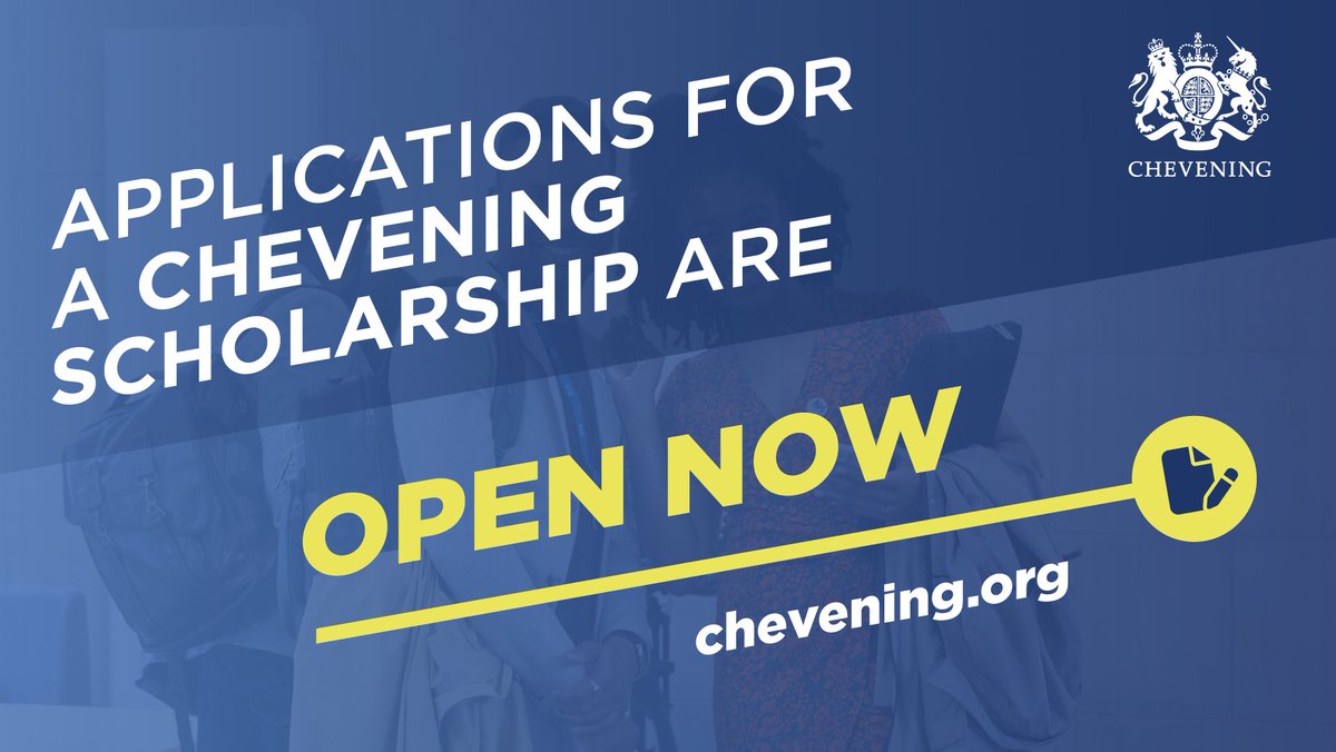 CheveningFCDO's tweet photo. 🎉In case you (somehow!) missed it, applications to study in the UK on a fully funded Chevening Scholarship opened yesterday. 

We’re already excited to welcome this year’s successful applicants!

Head over to our website for applications advice 👉 https://t.co/8cPWUb3XBw https://t.co/AaKhAS7wVy