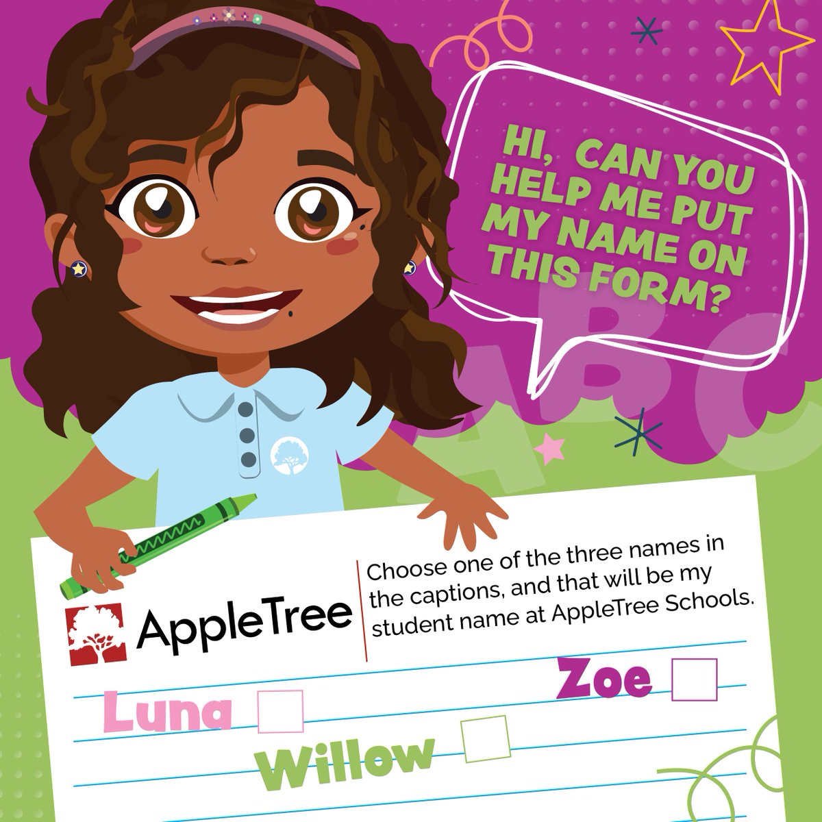 AppleTreeInst's tweet photo. It's another DC AppleTree School Kid! Do One or Two Things. ONE–Vote for a name in the picture! TWO– complete or share the form with someone with a 3 & 4-year-old living in the DC area. Here is the form: https://t.co/2V9YOJaz4E
#AppleTreeSchools. #dcappletreeschoolkids #dc https://t.co/3xDNtt8jtr