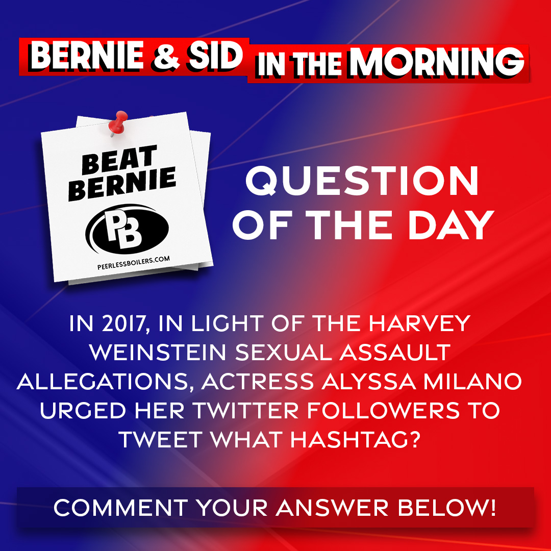 redapplepod's tweet photo. #BEATBERNIE Question of the Day:
In 2017, in light of the Harvey Weinstein sexual assault allegations, actress Alyssa Milano urged her Twitter followers to tweet what hashtag?
Reply in the comments! https://t.co/WV0iwA2pZ1