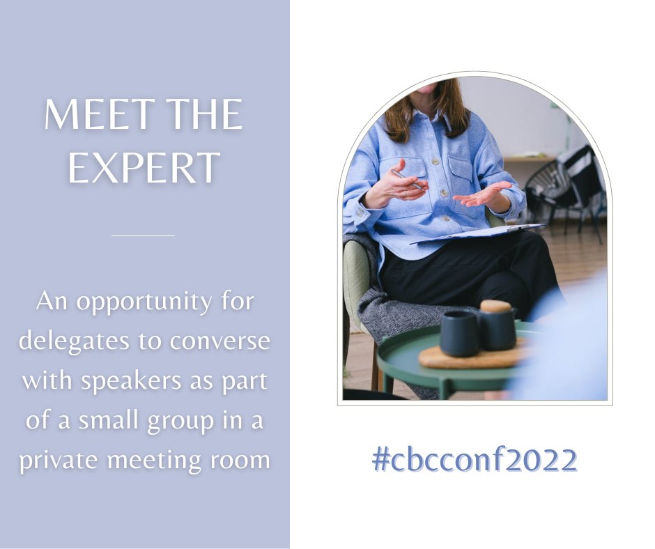2022 CBC Conference - join our 'Meet the Expert' sessions!

We recommend these sessions to Early Career Researchers as an opportunity to meet, discuss &amp; network with senior researchers in Behaviour Change in a friendly &amp; relaxed atmosphere.

Register now:
tinyurl.com/3fdk6j8w