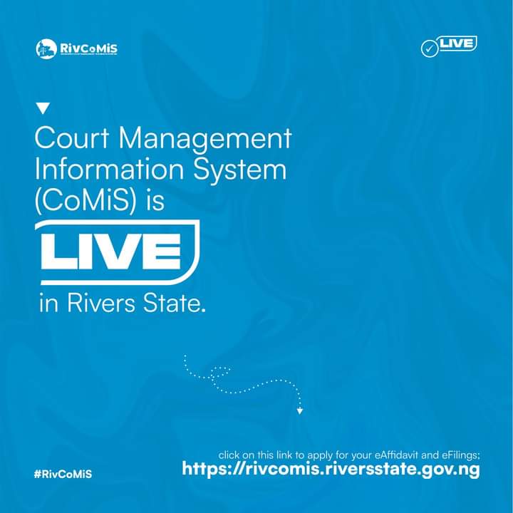 MyCinfores's tweet photo. CoMiS is live in Rivers State
Click on this link to apply for your eAffidavit; https://t.co/yW0btcOEC1
#RivCoMiS #Courts #Judiciary #Riversstatenews https://t.co/iHxUHVZPy6
