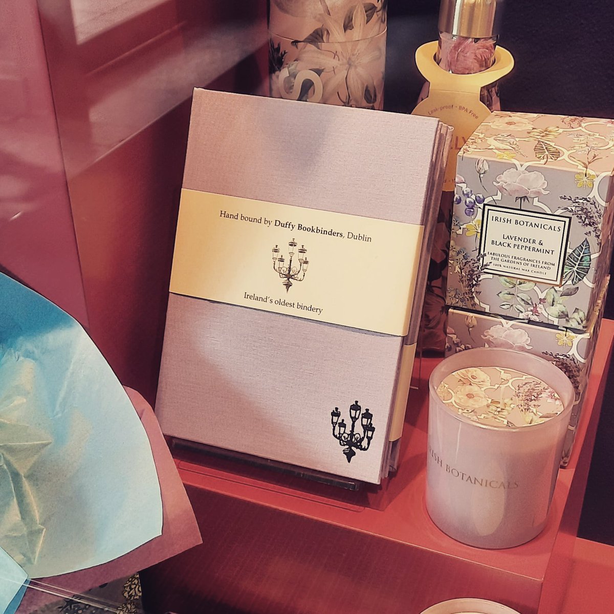 duffybookbinder's tweet photo. Fantastic to see our notebooks in the window display of @DubrayBooks new shop on Dublin's Henry Street..within walking distance of The Five Lamps,foiled on the cover. https://t.co/up80scGBmq