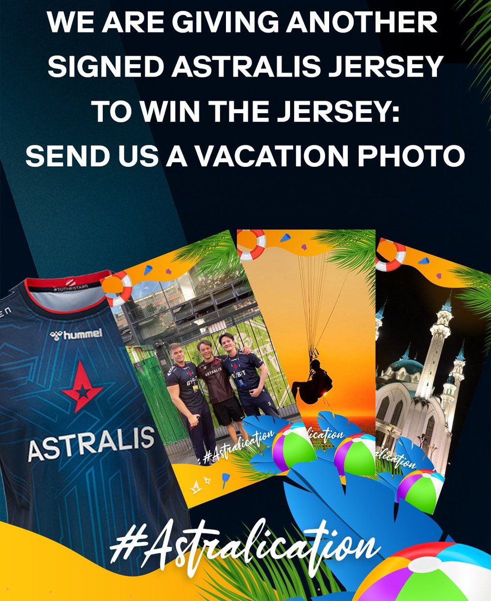 AstralisCS's tweet photo. We found a lucky winner of the #Astralication competition 🎉⚠️
BUT... We decided to do one more signed jersey Astralis giveaway. YOU just have to DM or Comment your vacation photos to get the chance to win the jersey 📨 https://t.co/P9Hvjat2ZN