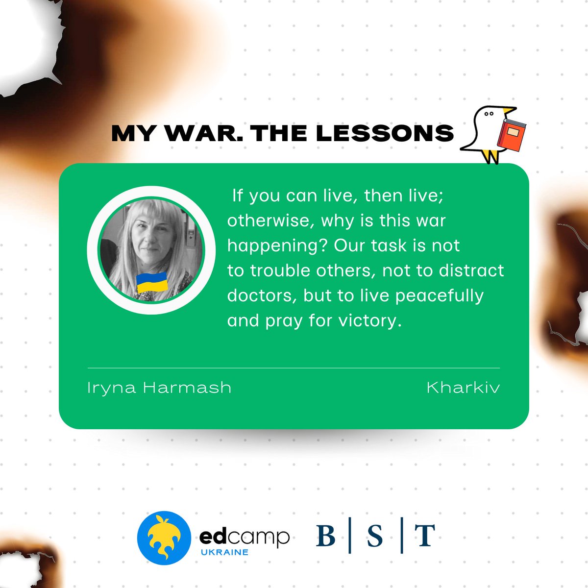 🛬«Missiles flew past our house, and we saw fires glowing nearby. As soon as we heard a noise, we ran into the basement. We sat among preserves and bags of potatoes».
Iryna Harmash, Kharkiv. The interview 👉 edcamp.ua/en/interview-1…