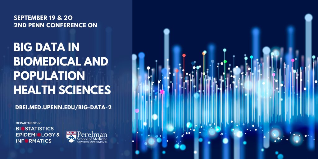 UPennDBEI's tweet photo. Our #PennBigData conference returns NEXT MONTH, and registration is available! Top experts, 8 topics, 2 days. https://t.co/B51nfWPLI7
#EHR #Covid19 #disparities #genomics #imaging #CausalInference #multiomics #microbiome #CancerData #Bioinformatics https://t.co/IehTJAKf9I