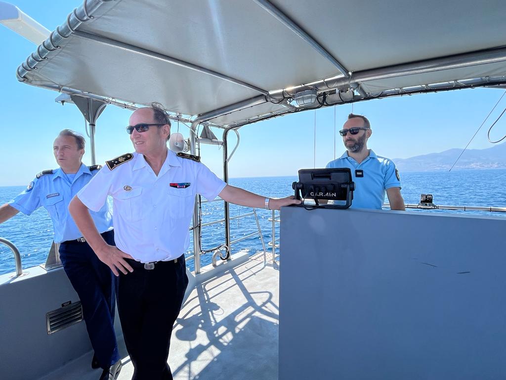 Premarmed's tweet photo. Opération sécurité mer aujourd'hui par #DDTM66 sous autorité @Premarmed, en présence CRG Duchesne, adjoint #ActionÉtatEnMer, sur littoral @leDepartement66.
Administrations engagées pour sensibiliser usagers de la mer au respect réglementation & préservation environnement maritime https://t.co/jgGBKC3V0U