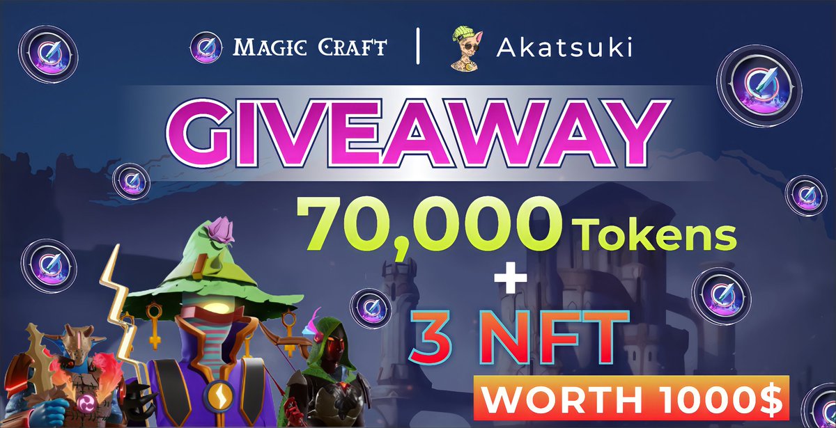 Akatsuki Labs (@akatsukilabs) on Twitter photo ⚔️ Partnership With <a href="/MagicCraftGame/">MagicCraft</a>
🎟️ Giveaway -
🎁 Total Pool 70,000 Tokens + 3 NFT WORTH ( 350$+ Each Nft )
To Enter -
1⃣ Follow @Akatsuki_0899 & <a href="/MagicCraftGame/">MagicCraft</a>
2⃣ ❤️,RT & Tag 3 friends
3️⃣ Finish Gleam Task 👉wn.nr/wNS6jt
⏰ 8 AUG
#Airdrop #NFTGiveaway #NFTs ⚔️ Partnership With <a href="/MagicCraftGame/">MagicCraft</a>
🎟️ Giveaway -
🎁 Total Pool 70,000 Tokens + 3 NFT WORTH ( 350$+ Each Nft )
To Enter -
1⃣ Follow @Akatsuki_0899 & <a href="/MagicCraftGame/">MagicCraft</a>
2⃣ ❤️,RT & Tag 3 friends
3️⃣ Finish Gleam Task 👉wn.nr/wNS6jt
⏰ 8 AUG
#Airdrop #NFTGiveaway #NFTs