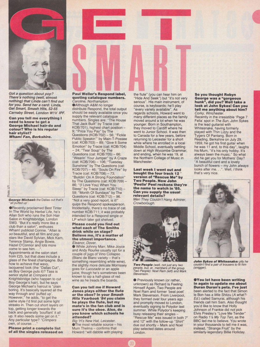 randomsmashhits's tweet photo. 1985:

 smash hits 11 24 april 1985, page 33

Full mag --> https://t.co/5fASzul7ua https://t.co/obIxC37DAQ