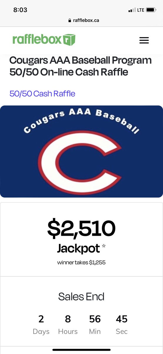 AAACougarsPOPPI's tweet photo. $2510 (winner takes $1255) with just over 2 DAYS REMAINING to get your online 50/50 tix….no reason why we can’t get this to $3000!! Click the link ⬇️ for your chance to win. #CougarsAAABaseball 
https://t.co/w3hsU9t250 https://t.co/PAnDgCipZh