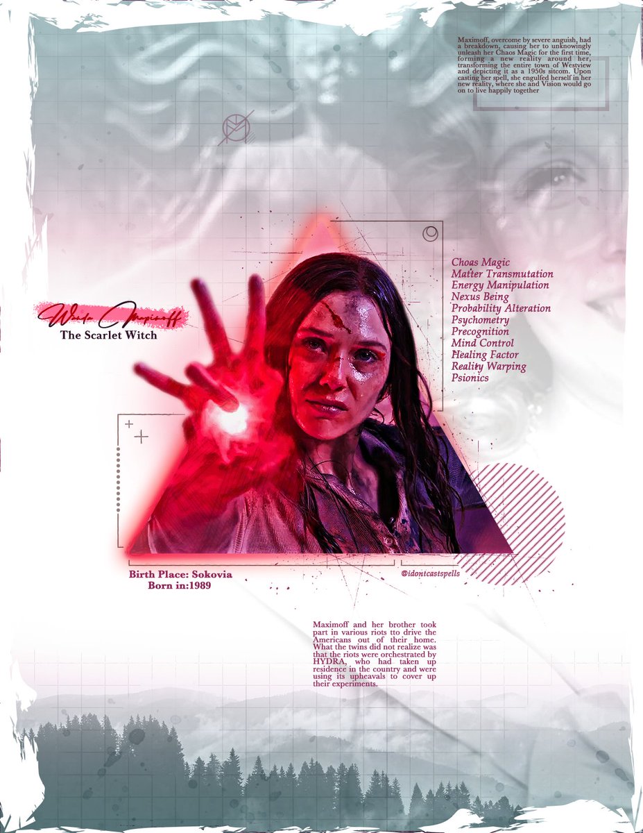 idontcastspells's tweet photo. Wanda Maximoff: The Scarlet Witch
digital poster design by me 

[ #WandaVision #MultiverseOfMadness #ElizabethOlsen ] https://t.co/qPv1D58wKA