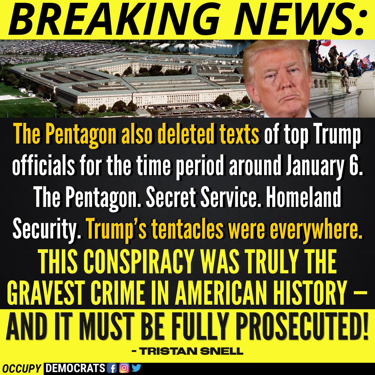warrenswil's tweet photo. #MissingTexts scandal spreads to DOD!
#TFG cronies wiped crucial Jan. 6 texts from phones on way out the door!
Stinks of another #COVERUP!
It’s a CRIME to destroy records. Culprits must be prosecuted!
#DOJ must investigate top brass
#ProudBlue22
https://t.co/wsSjT4U9ET https://t.co/fKNiG6uXeS