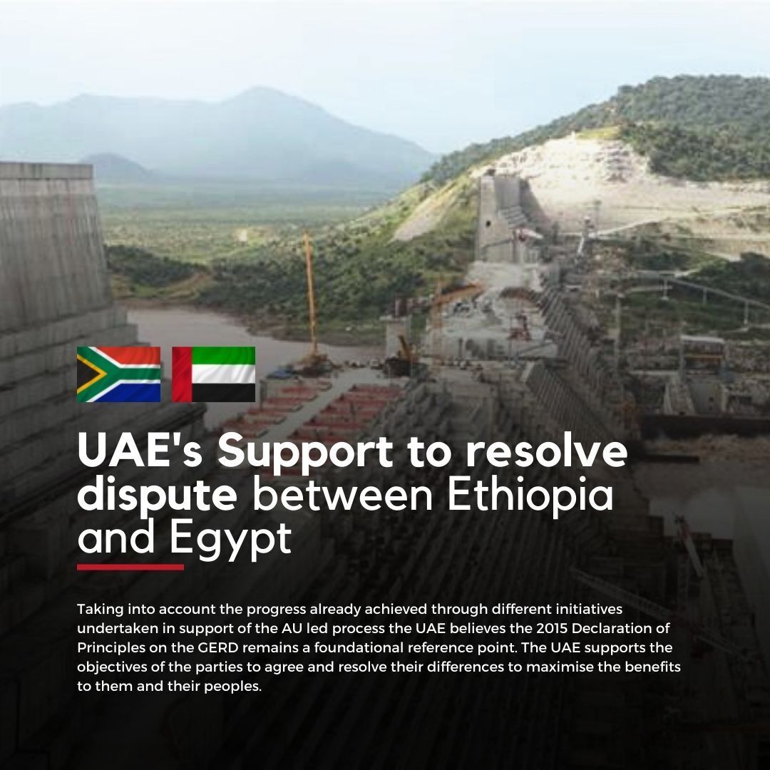 I appreciate the #UAE's renewed commitment to supporting the #African Union's efforts to settle the #NileRiver issue between #Ethiopia and #Egypt.
#AfricanUnion #Disagreement #Water #NileRiver