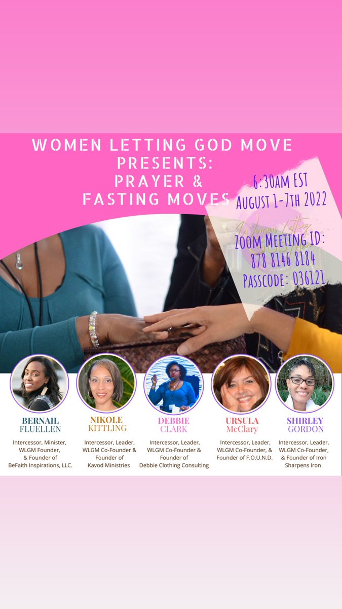 WlgmM's tweet photo. Join us this week for our annual prayer, fasting and consecration! You will be blessed! 🙏💜🌸💕🙌🙇‍♀️ https://t.co/iWX0m1dB8C