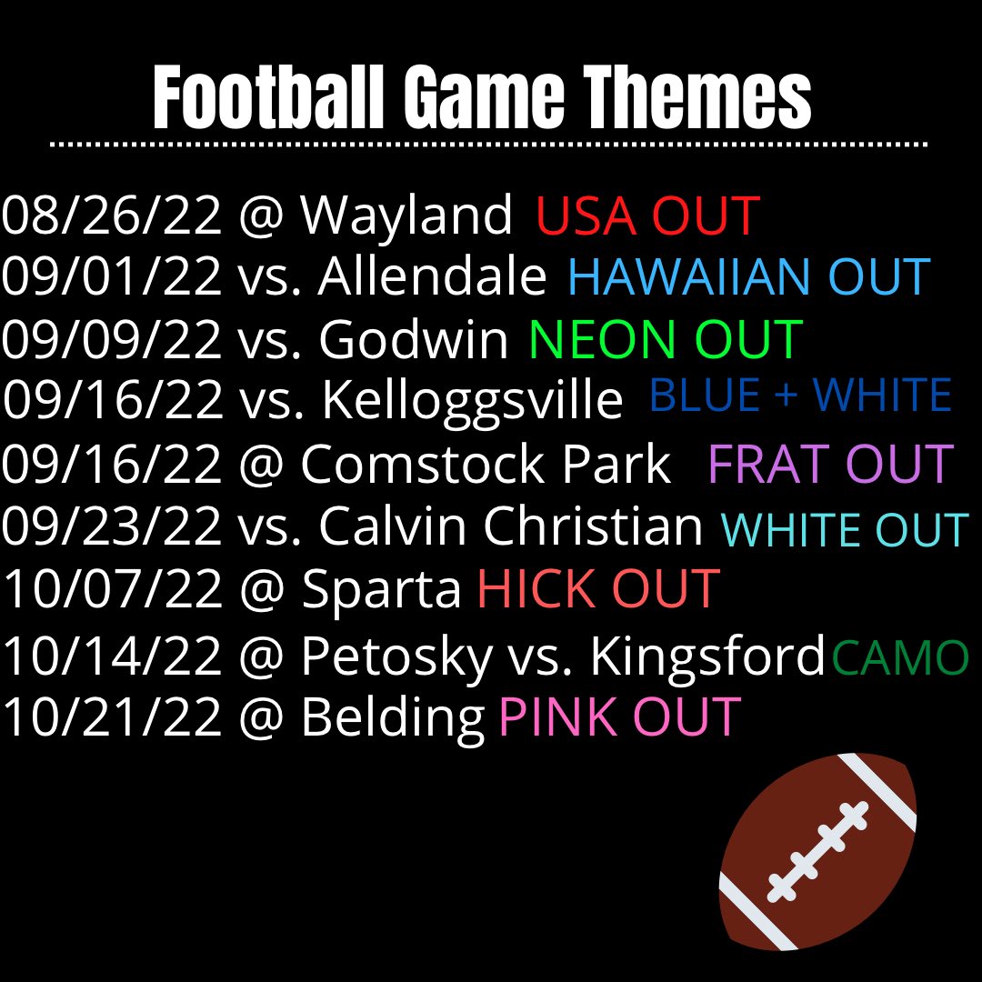HHSvikings_'s tweet photo. It’s that time of year! Here is the football game themes for the 2022 season! https://t.co/cRM9c3Pomu