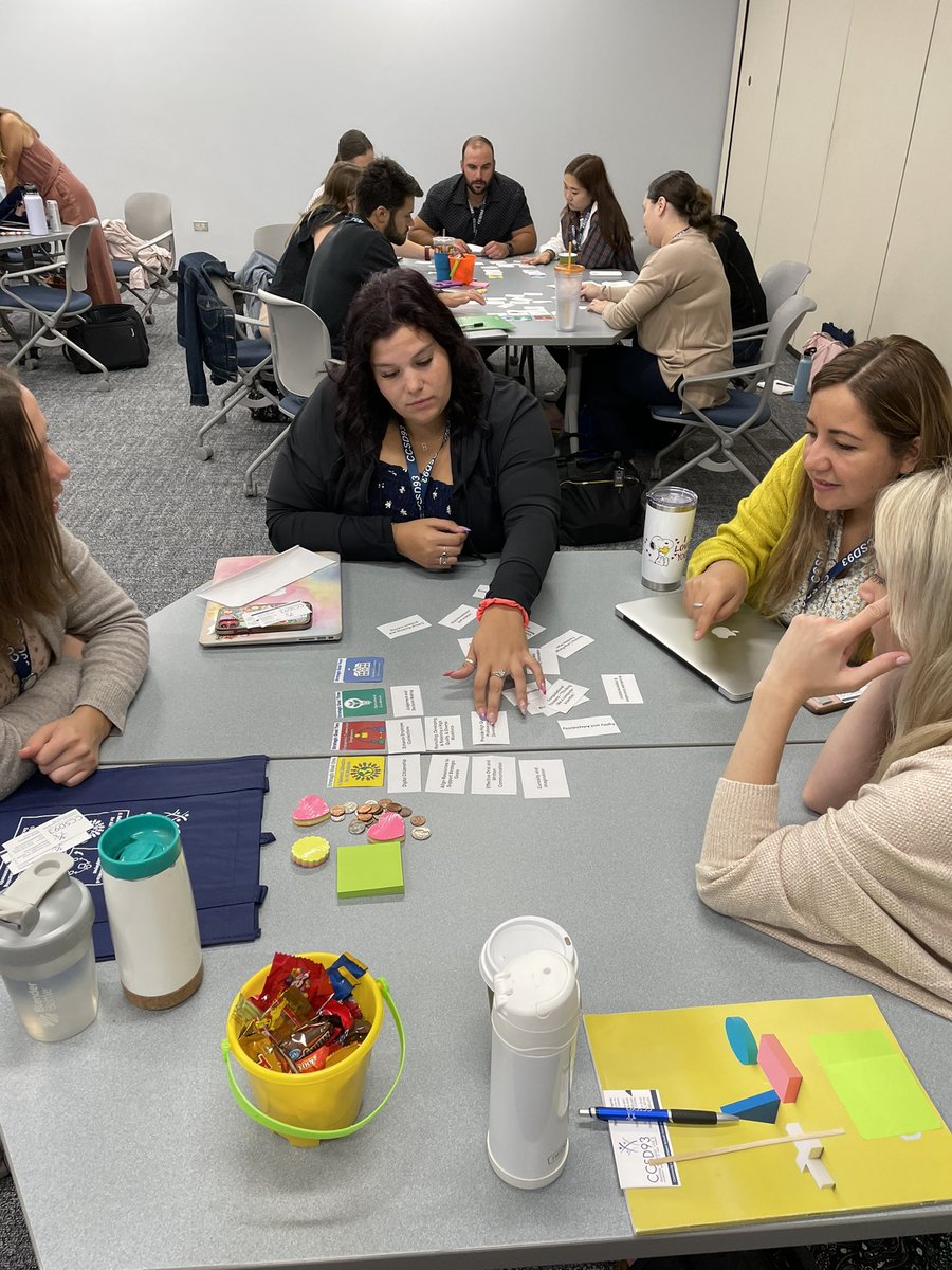 Our new teachers were engaged in a silent card shuffle about our district strategic plan!#proudtobeD93