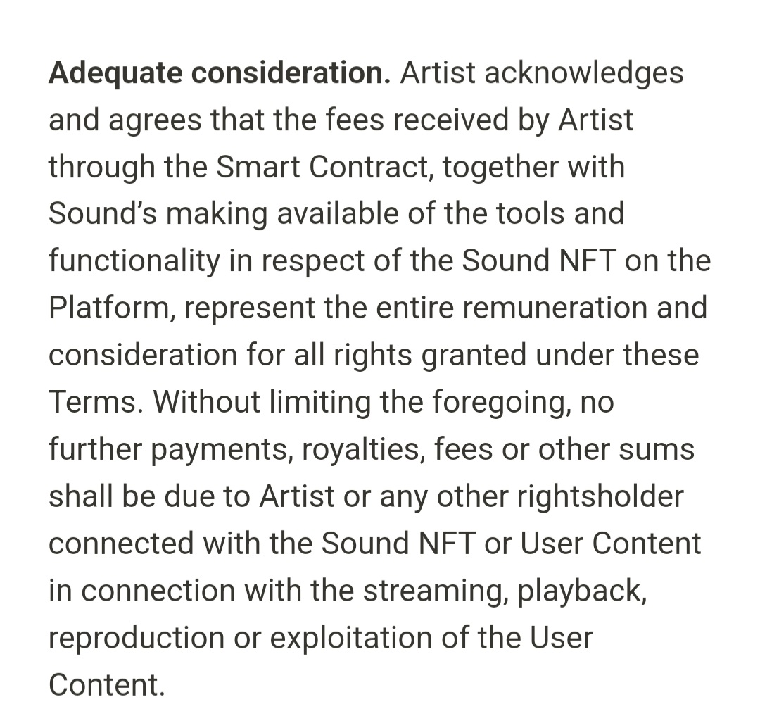 TheDFreshmaker's tweet photo. Y'all enjoyed reading some music NFT platform Terms and Conditions with me yesterday, let's do it again. How does this one make you feel? https://t.co/ocxMXdumeZ