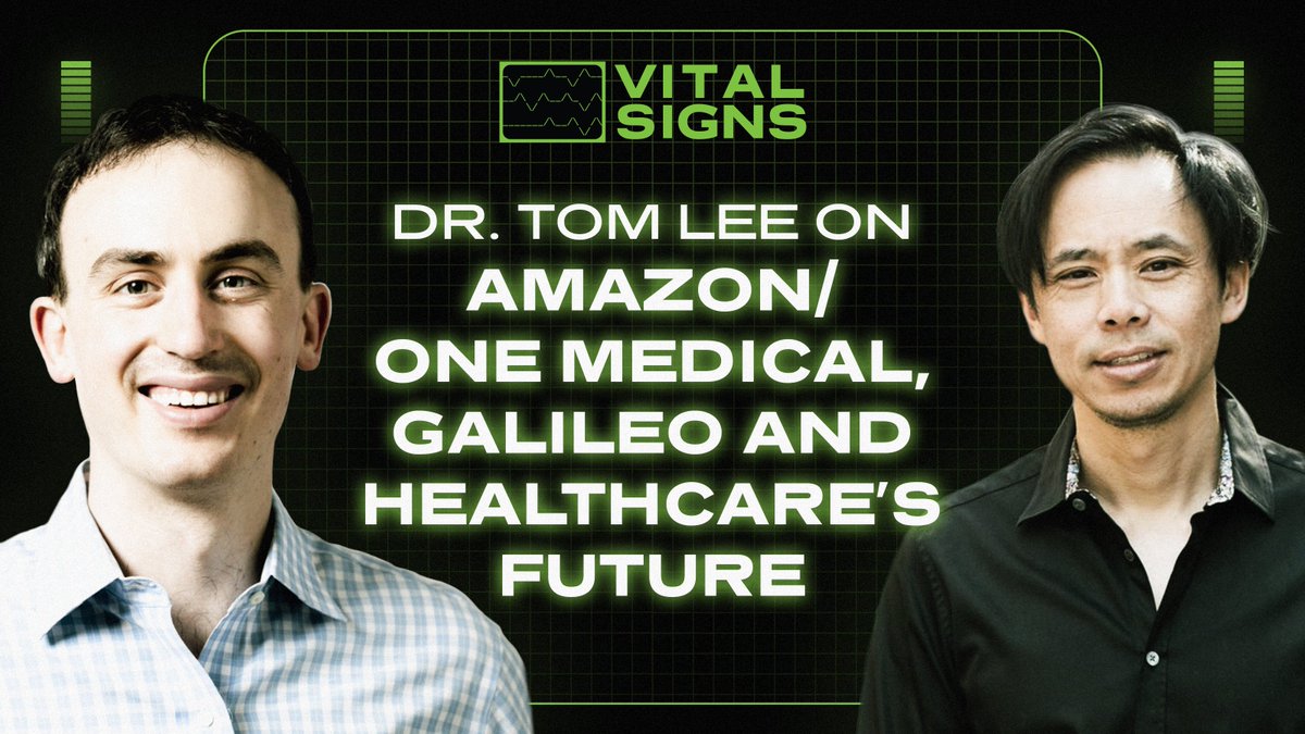 Sat down with Dr. Tom Lee, founder of <a href="/onemedical/">Amazon One Medical</a>, @GalileoHealth and <a href="/epocrates/">epocrates</a>. We discussed the Amazon acquisition, Galileo and the future of medical education. Excited to share the latest Vital Signs: 

Spotify: spoti.fi/3bpWDRU
Apple: apple.co/3PXBCwR