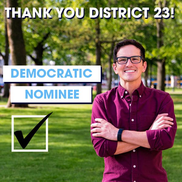JasonMorganMI's tweet photo. It’s official. I am the Democratic nominee for Michigan’s 23rd state house district! ✅

Thank you to voters in Washtenaw, Oakland, and Wayne counties for your support.  #election #election2022 #vote https://t.co/TroM63SPBC