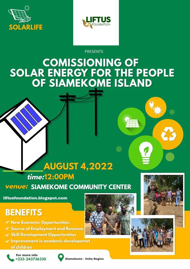 lusfoundation's tweet photo. Let there be light, and there was light!
We are impacting the lives of Siamekome and Atsukope people in the Volta Region tomorrow, Thursday, August 4, 2022.
Come and be part of this groundbreaking ceremony!
#LiftUsFoundation #Br3daMen #Charity
@AusAmbGHA https://t.co/3XMyRfoWtZ