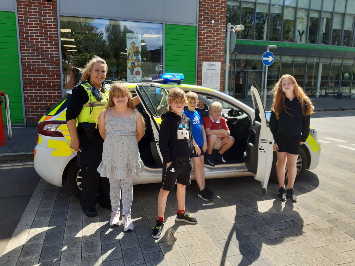 PoliceCrewe's tweet photo. PCSO Jen Jolley has been at the lifestyle centre today for Kops n Kids.
Thanks to Caitlin for bringing over the uniforms to try on, and to Penny for bringing over the car!
#CrewePolice #KopnKids #Everybody #LifestyleCentre https://t.co/boptMHdVJO
