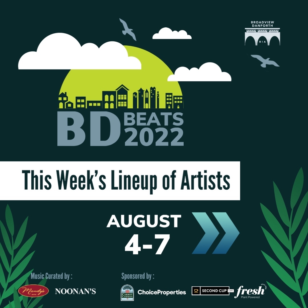 BroadviewDanBIA's tweet photo. Hello August! Here’s to a whole other month of live music and dancing on the Danforth.

Here’s this week’s line up of artists…. #SeeyouontheDanforth !

Artists: @jesserwhiteley @claytonyatesmusic @amccarthydrums @carriechesnutt @redhotramble @seanstanleytrio
#BDBeatsTO https://t.co/VvmmGQ8ivH