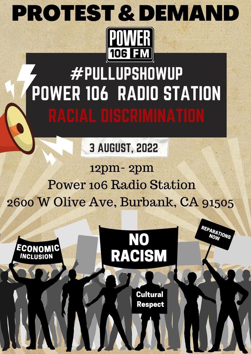 PinturaVMariana's tweet image. Criação de Sites Baratos @tariqnasheed: 'The community is #PullingUp outside #Power106 #radio station in #LosAngeles  TODAY at 12 noon to call them out for giving a platform to anti-Black racists. If you are in #LA, eve… , see more tweetedtimes.com/PinturaVMarian…