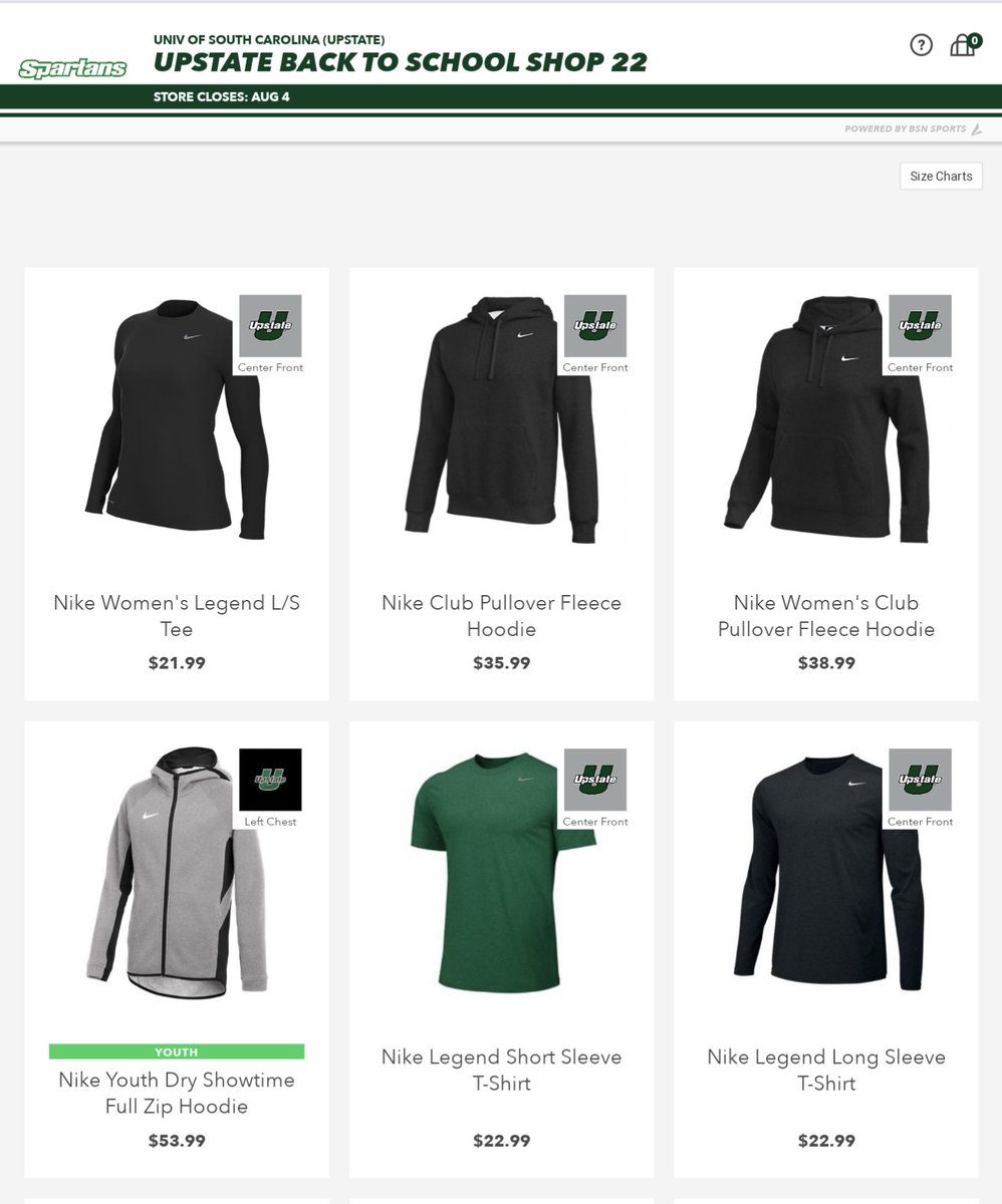 Attention Spartans! The exclusive USC Upstate/Nike team shop offer has been extended thru Thursday Aug. 4 at 11:59 p.m. Load up now on all your favorite Spartan gear before it's gone!

bsnteamsports.com/shop/spartath22

#ReImagineUpstate  <a href="/BSNSPORTS/">BSN SPORTS</a>