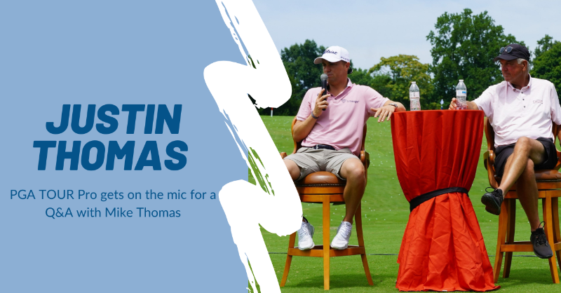 AJGAGolf's tweet photo. Yesterday, @JustinThomas34 &amp; @mthomaslogo hosted a Q&amp;A for the #JustinThomasJr field and spoke about golf, life, and his shank at the PGA Championship. 

Click below to watch!
