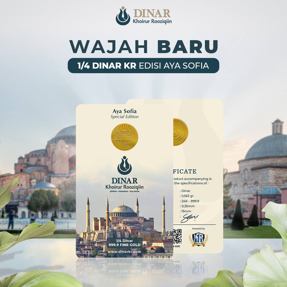 NcepM's tweet photo. 🌟 *Wajah Baru Aya Sofia* 🌟

Kini 1/4 Dinar KR Special Edition Aya Sofia hadir dengan wajah baru yang lebih fresh dan elegan. 
Ayooo... miliki segera Dinar KR edisi Aya Sofia terbaru setiap tanggal 20 sampai dengan akhir bulan di setiap bulannya. 
https://t.co/hMRaVoatj6 https://t.co/z9ebYH2GhY