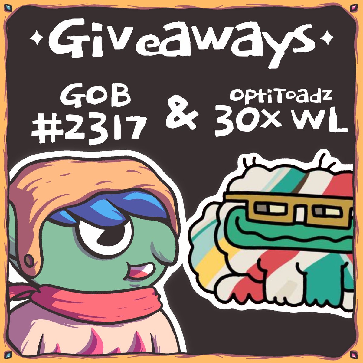 GoblinTownHero's tweet photo. ✨ Giveaways ✨
- GOB #2317
- 30 WL @OptiToadz 

✅ Like, Retweet, Tags GOBFRENS
⏳24 Hours 

#GIVEAWAYS #OPTIMISM #OPTIMISMNFT https://t.co/OPmxvMIN7i