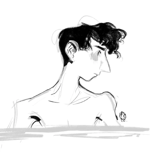 I saw a guy swimming who had the most Pixar main character's face so I drew him 