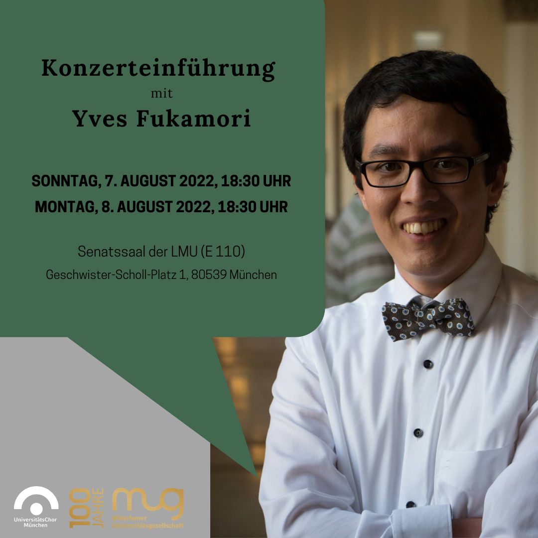 unigesellschaft's tweet photo. "Brahms und Bruckner - Von Maulwurfshügeln und Riesenschlangen"

Der Musikexperte Yves Fukamori führt am Sonntag um 18:30 Uhr in die Werke ein, die der UniChor aufführt, Eine Anmeldung ist dafür nicht notwendig. 

Für das Konzert gibt es noch Tickets! https://t.co/sPVx8vxBDC