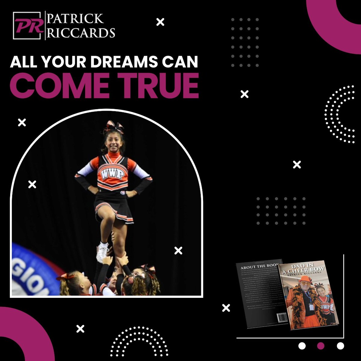 DadinaCheerBow's tweet photo. This book is for you if you have ever wished to inspire someone! "Dad In a Cheer Bow" has incredible life lessons that will empower you to pursue your dreams. 💖💙👨‍🎓 Order your copy today! https://t.co/wcjgd27cPt https://t.co/yNB77QeBT6