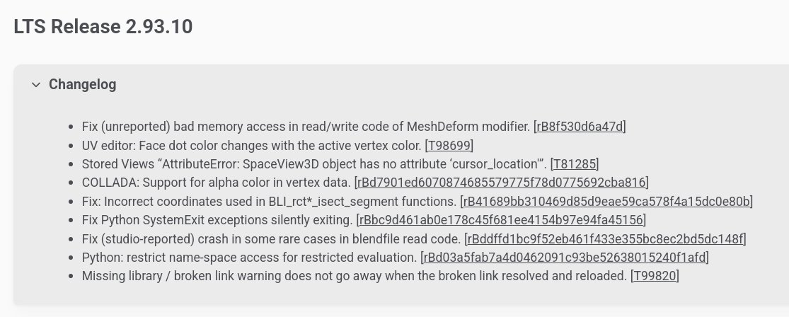 Blender LTS 2.93.10 changelog