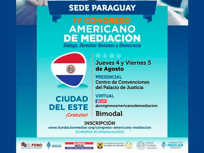 ATENCIÓN MEDIADORES 🤝 | Ciudad del Este recibirá al IV° Congreso Americano de Mediación

Más detalles en 👉🤳 bit.ly/3cZjVhK

#mediadores #mediación #APrioriPY #Apriori