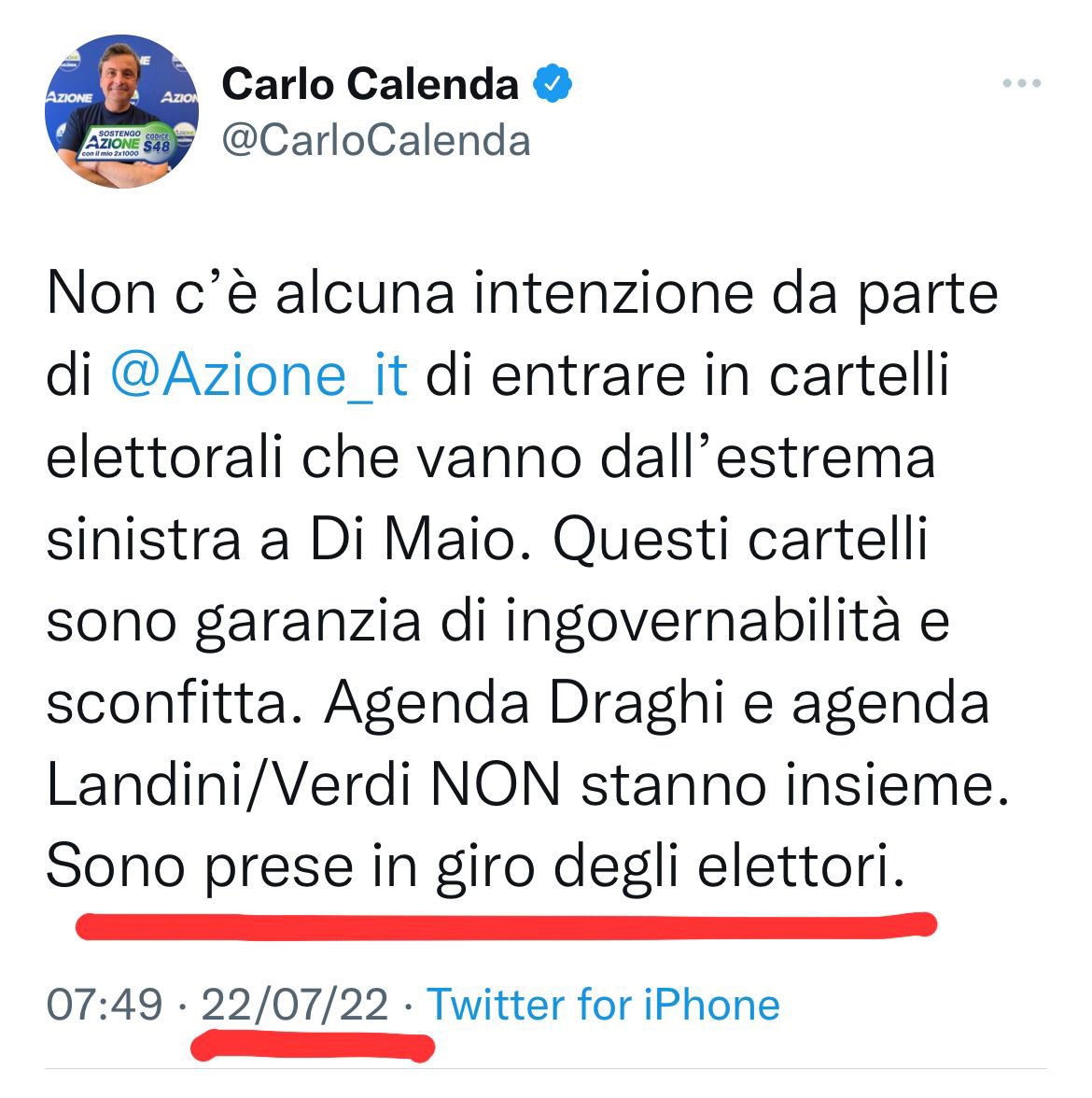GiuseppeConteIT's tweet photo. Per una volta sono d’accordo con Calenda. https://t.co/8N2JS3zF6h