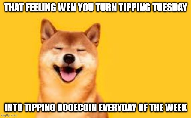 doge_69420's tweet photo. much sad that i missed #TippingTuesday. but who cares when you can #TipEveryday. right @070guy ?

send in the funniest #doge memes and get tipped #dogefam 

#Dogecoin #DogecoinToTheMoon #DOGEARMY #dogelove 🥳🤗❤💜💚🐶 https://t.co/cB2A3b3tg3
