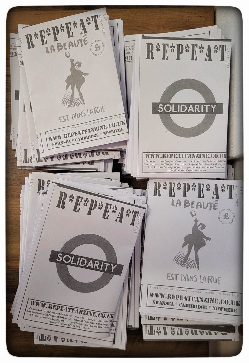 RichardREPEAT's tweet photo. Our first paper zine since since 2015 has rather unexpectedly appeared. Very mini, but  packed with approx 30 new reviews with connected playlist, plus exclusive news on gigs and releases, rants, images and bile! FREE from gigs and venues, or 50p Bandcamp https://t.co/j3FJHDDI0l https://t.co/a3ISzUtJLN