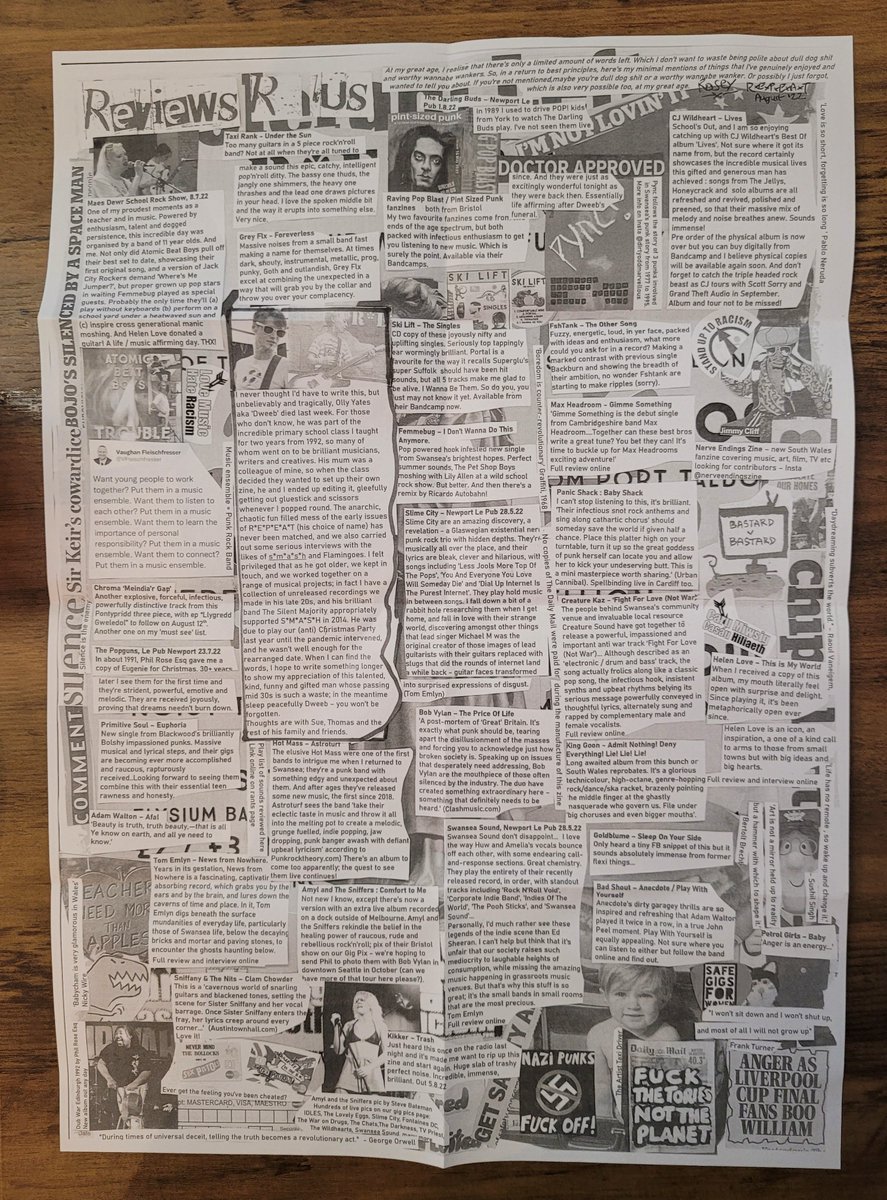 RichardREPEAT's tweet photo. Our first paper zine since since 2015 has rather unexpectedly appeared. Very mini, but  packed with approx 30 new reviews with connected playlist, plus exclusive news on gigs and releases, rants, images and bile! FREE from gigs and venues, or 50p Bandcamp https://t.co/j3FJHDDI0l https://t.co/a3ISzUtJLN