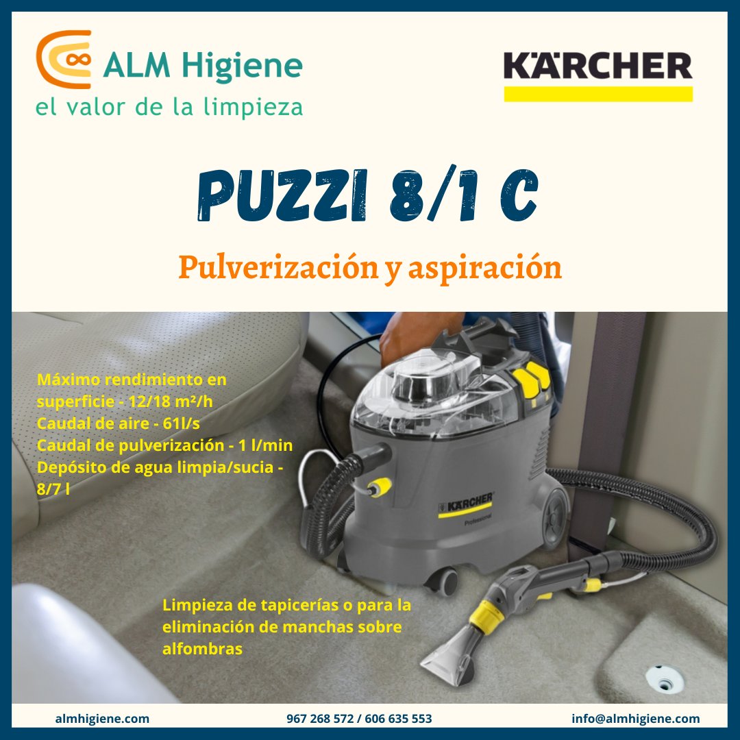 ALM Higiene on X: LAVA-ASPIRADORA TEXTIL PUZZI 8/1 C 😮   #karcher #serviciotecnico #POTENTE #ergonomia  #Pulverizador #aspirador #tapiceria #alfombras #puzzi #limpieza #almhigiene   / X