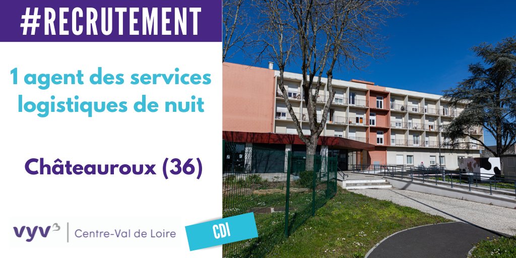 vyv3cvl's tweet photo. #RECRUTEMENT Notre EHPAD La Charmée de Châteauroux (36) recrute 1 agent des services logistiques de nuit en CDI.
📨 Postuler : https://t.co/vXRmEXKw4u
👍 Nos avantages : https://t.co/Y2kJPizpyN https://t.co/bmkxuWILZr