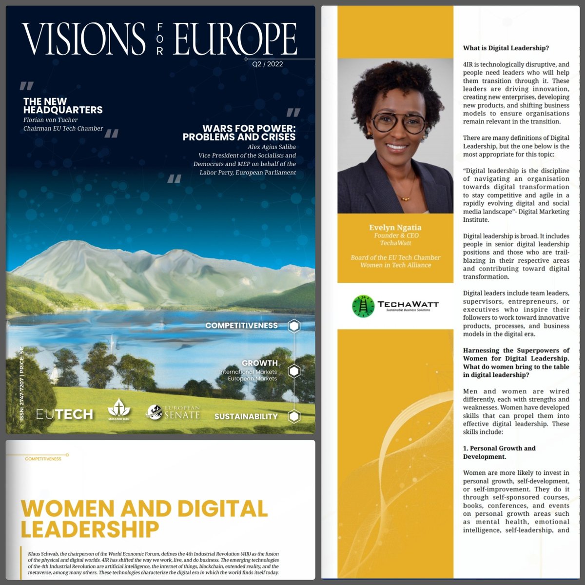 The Q2 Visions for Europe magazine by <a href="/eutecchamber/">European Technology Chamber (EUTECH)</a> is out. I share my thoughts on Women and Digital Leadership. 

Link: visionsforeurope.eu/magazine/

#4IR #WomeninTech #DigitalLeadership #DigitalTransformation #Technology #SDGs #InnerDevelopmentGoals #EmotionalIntelligence