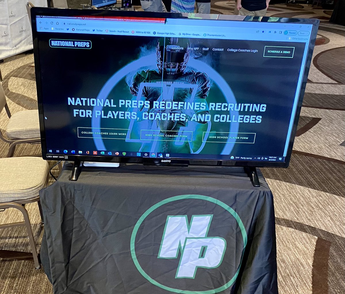 NPCoachZim's tweet photo. #WhyNP HS players and Coaches?? The National Preps Team is in Nashville meeting with 100+ D1 recruiting staffs to discuss Recruiting and National Preps. #270CollegeClients #WhyNP #Trusted #Exposure https://t.co/NneEnBUs1X