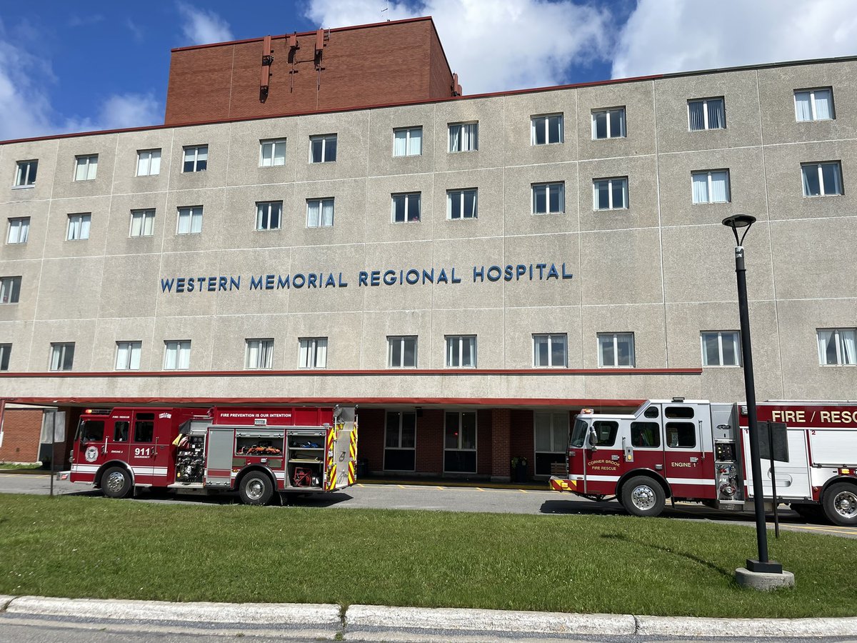 Some staff and patients at Western Memorial Regional Hospital have been evacuated as the #CornerBrook fire department responds to a smell on smoke on several floors of the building. #cbcnl