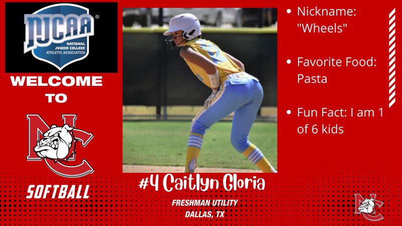 Let’s say Hello to incoming freshman #4 Caitlyn Gloria!! <a href="/CaitlynGloria/">Caitlyn Gloria</a> comes to Navarro from Dallas, she a versatile defensive player who adds speed to the lineup. <a href="/NCBulldogsAD/">Michael Landers</a> <a href="/NavarroSports/">NavarroSports</a> #Dawgs23 #ItsAGreatDay2BeABulldog