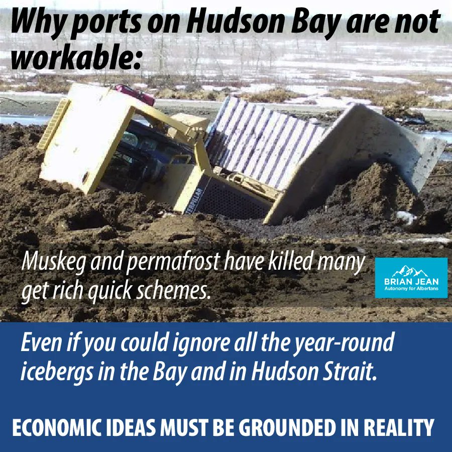 BrianJeanAB's tweet photo. Hudson Bay is just not workable. Too much muskeg to get to it by rail or pipeline. Too much ice or icebergs for most of the year even if you could get to Churchill. 
Port Nelson is a pipedream that was given up on over 100 years ago. There are no roads or rail that go there. https://t.co/KerPHf1xpQ