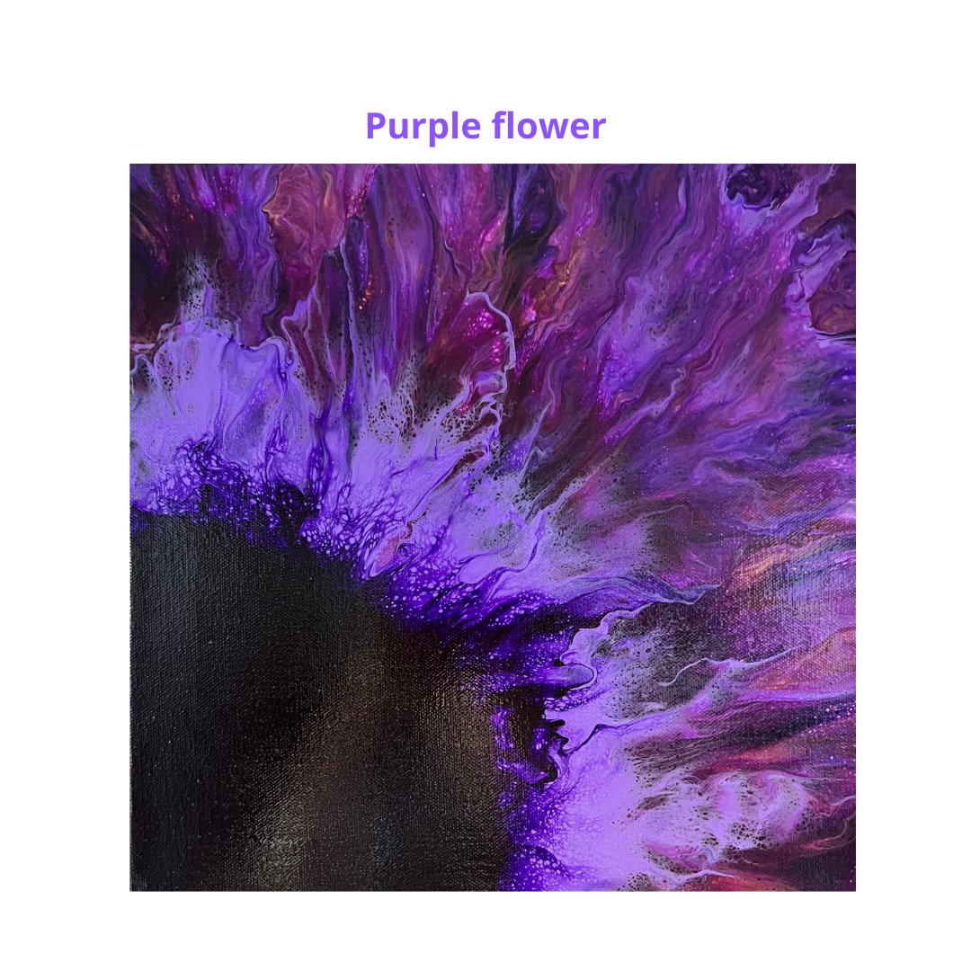 SsentamuDr's tweet photo. Purple flower original abstract artwork. I used acrylic paints white, dioxazine purple, brilliant purple, and deep violet with a few splashes of iridescent gold.  This painting was inspired by the purple flowers in my garden. A garden of purple is always in bloom. https://t.co/r37afAKVdO