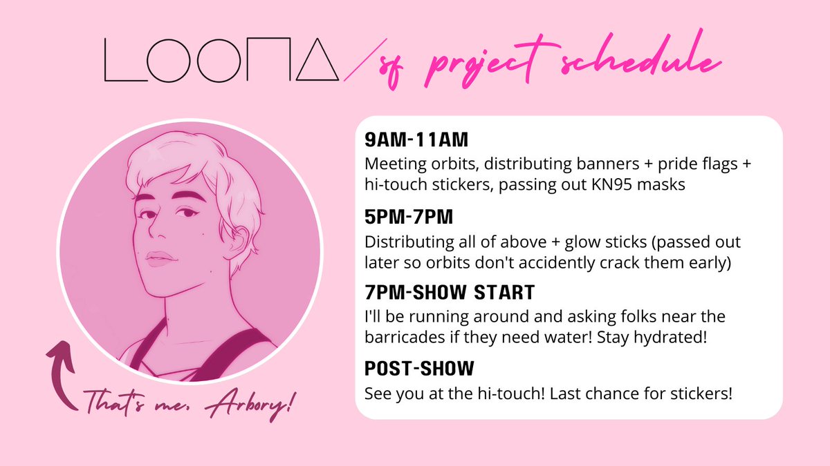LoonaMidwaySF's tweet photo. Hi #LoonaInSanFrancisco it's Arbory! Here's the August 4th schedule for item distribution at The Midway! 

I'm NOT aiming for barricade-- when I started this project I knew I'd stay outside as long as possible to get items/masks to the maximum number of people.

More info below🧵 https://t.co/UJUUnKLe4n