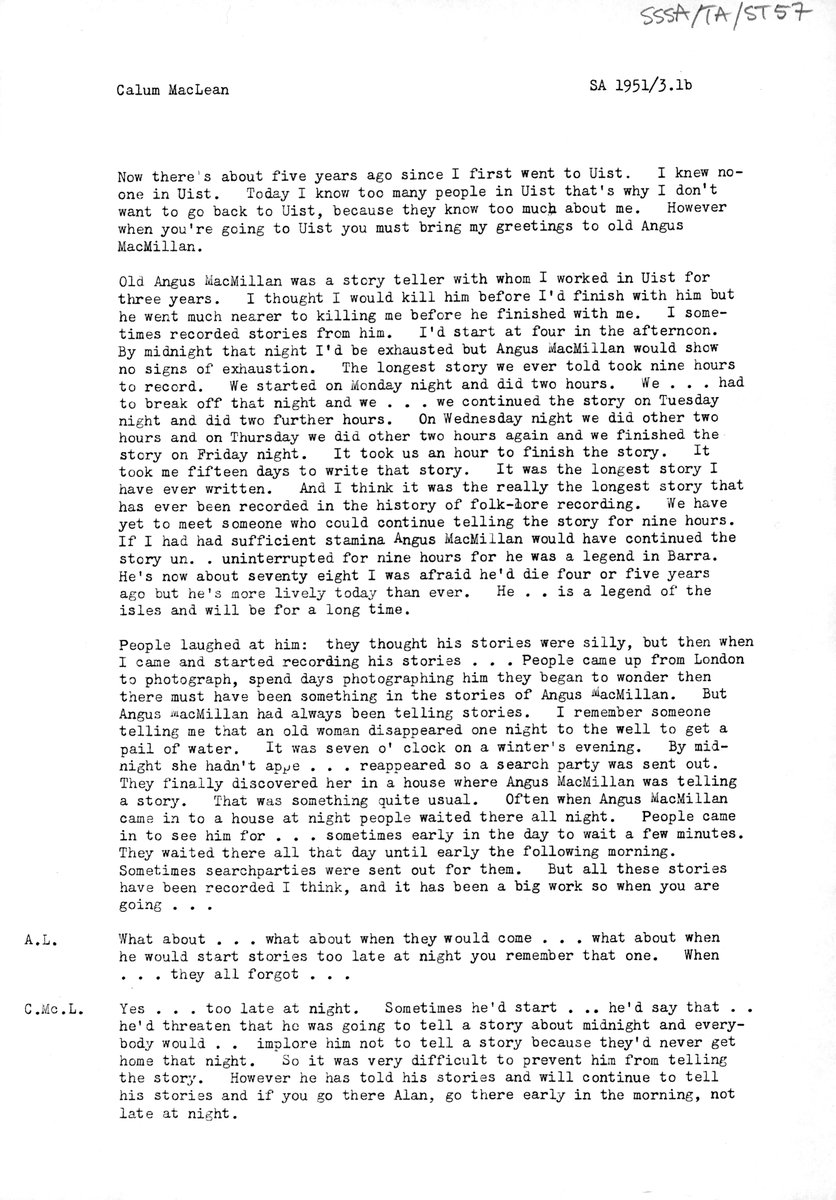 DualchasCeilte's tweet photo. If you're in need of a giggle, check out this gem that just resurfaced in the Tale Archive at the SSSA, about contributor Angus MacMillan, who was apparently very enthusiastic about telling stories! 
#oralhistory #scottishstorytellers https://t.co/hogbEI3nqD