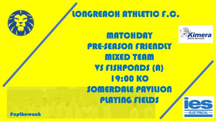 LongreachUTR's tweet photo. 🔹🔸Matchday🔸🔹
🔸🔹Mixed Team 🔹🔸
⚽️ Vs Fishponds (A)
📅 03/08/22
⏰ 19:00
🏟 Somerdale Pavilion Playing Fields
🏆 Pre-Season Friendly
#upthereach 🏗 https://t.co/8vvNbUedvx